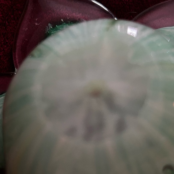 Teal Blue with clear Art Glass Flower shape Candle Holder - Picture 6 of 6